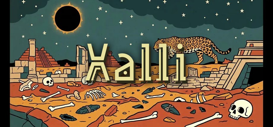 Xalli key art — a video game set in Aztec mythology